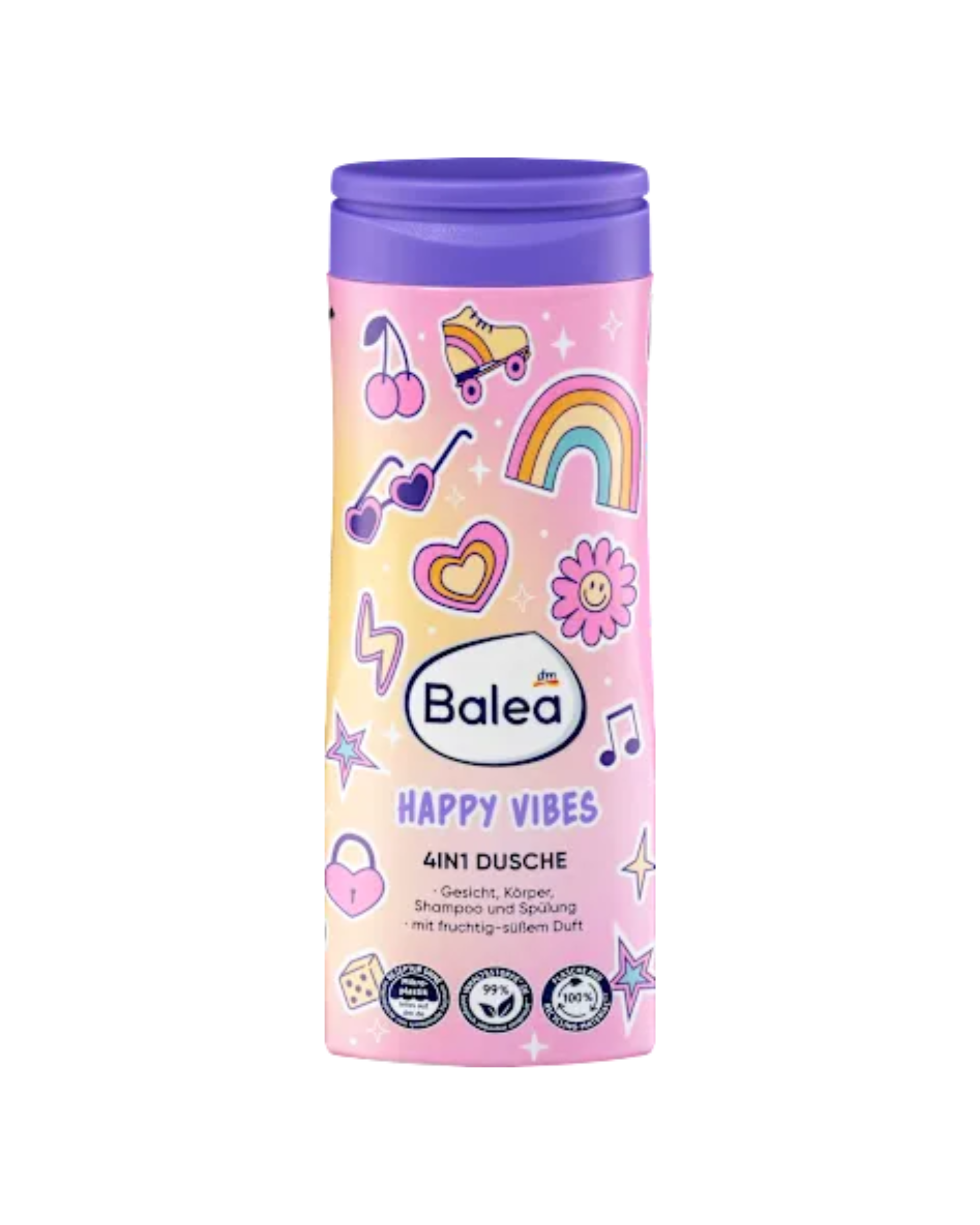 Balea Children's Shower Gel, Shampoo & Conditioner 4in1 Happy Vibes, 300 ml