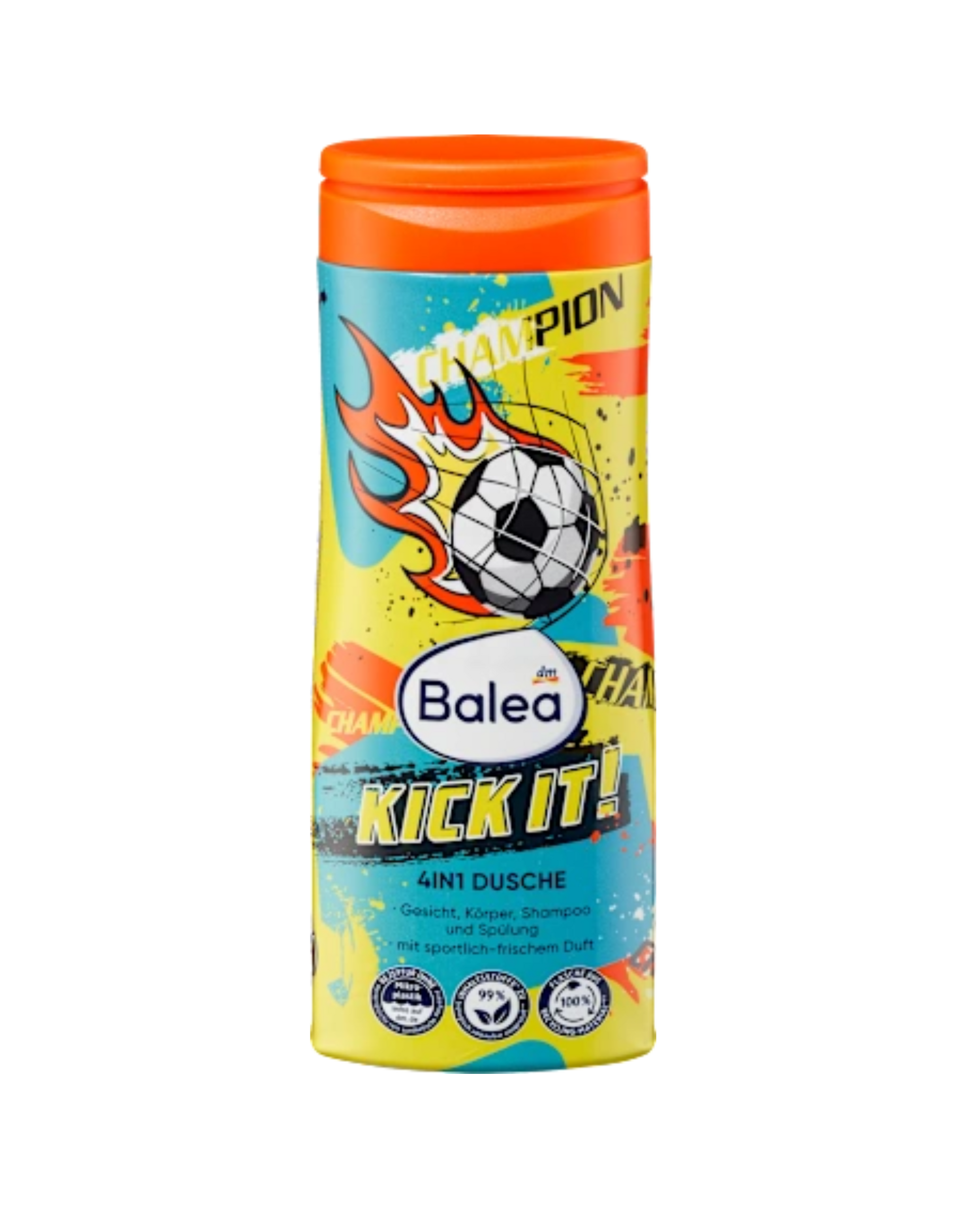 Balea Children's Shower Gel Face, Body, Shampoo & Conditioner 4in1 Kick it!, 300 ml